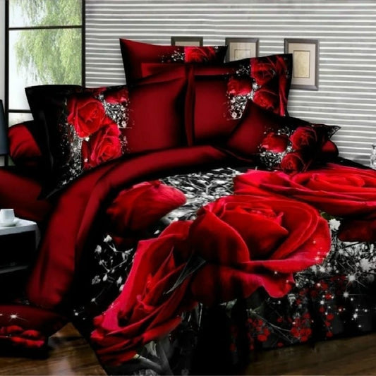 Valentine's Day 3D Red Rose Flower 3-Piece Bedding Sets-Bedding-Free Shipping at meselling99