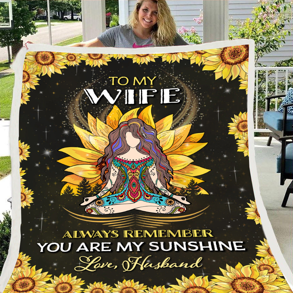 To my Wife Sunflower Black Fleece Soft Blanket--Free Shipping at meselling99