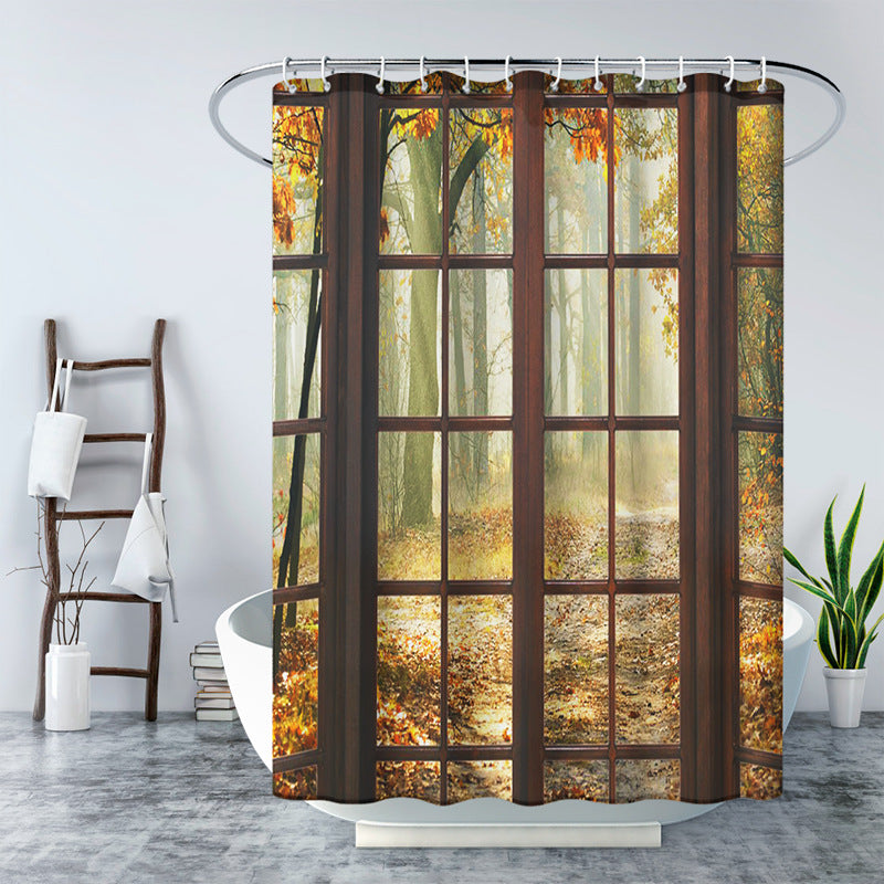 3D Window and Landscaple Water Proof Shower Curtain-Shower Curtains-C-180×180cm Shower Curtain Only-Free Shipping at meselling99