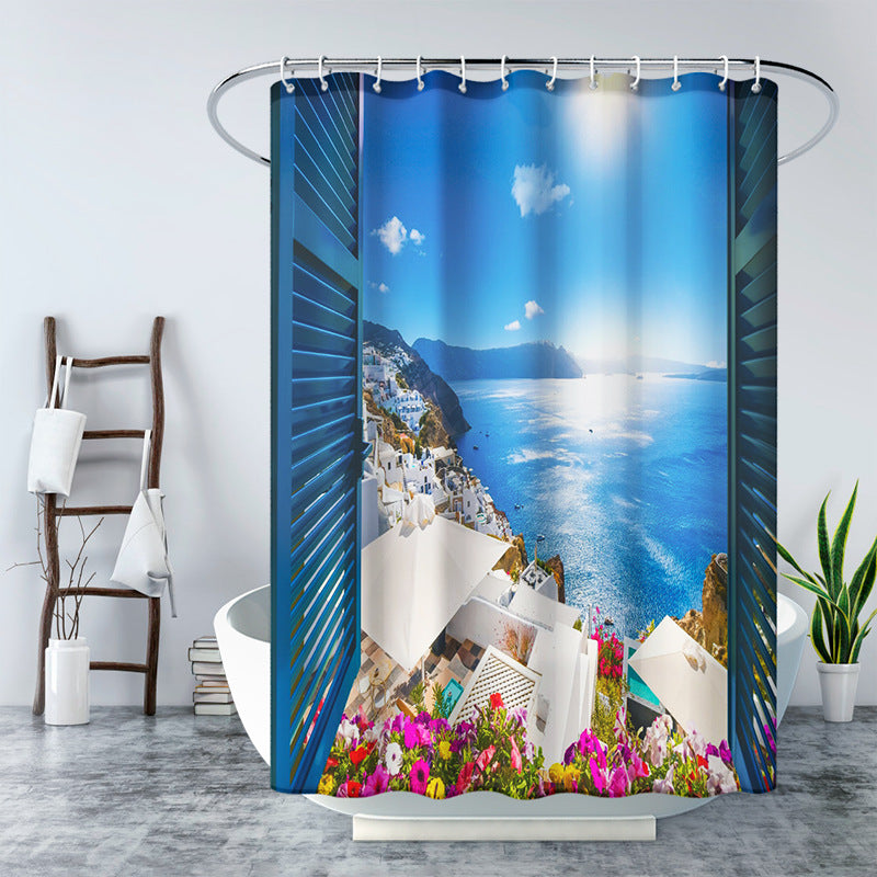 3D Window and Landscaple Water Proof Shower Curtain-Shower Curtains-B-180×180cm Shower Curtain Only-Free Shipping at meselling99