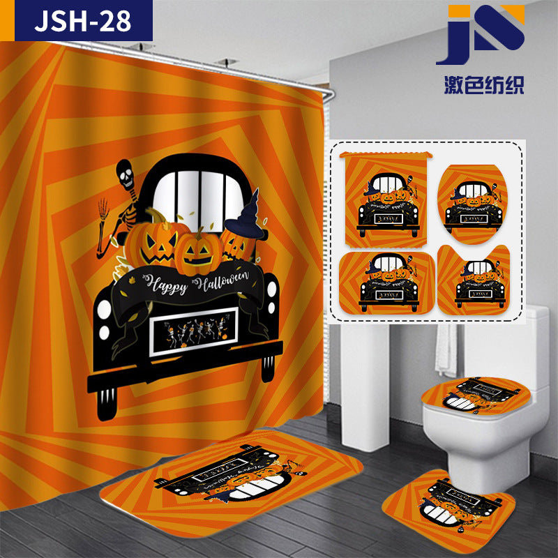 Horrible Halloween Fabric Shower Curtain Sets for Bathroom Decoration-Shower Curtains-C-Shower Curtain+3Pcs Mat-Free Shipping at meselling99