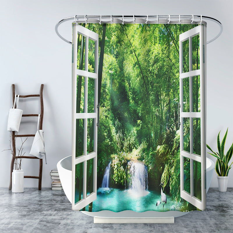 3D Window and Landscaple Water Proof Shower Curtain-Shower Curtains-D-180×180cm Shower Curtain Only-Free Shipping at meselling99