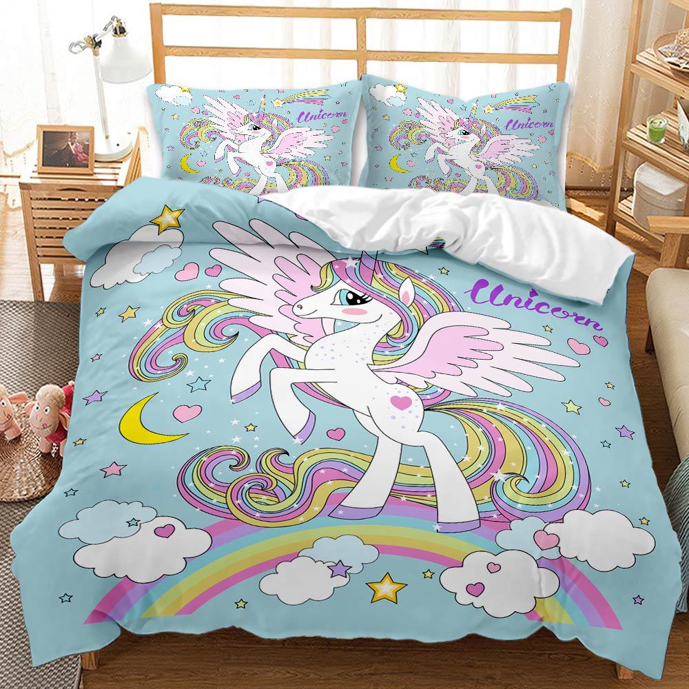 Lovely 3D Unicorn Design Queen King Duvet Cover Bedding Sets-Bedding-AKW-53-AU Single-Free Shipping at meselling99