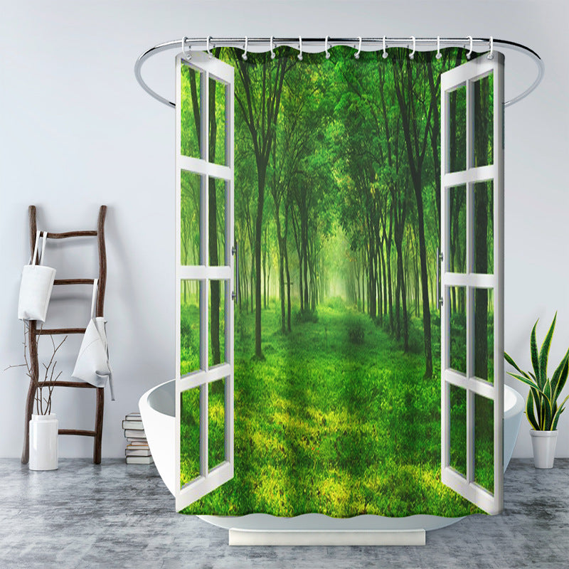 3D Window and Landscaple Water Proof Shower Curtain-Shower Curtains-E-180×180cm Shower Curtain Only-Free Shipping at meselling99