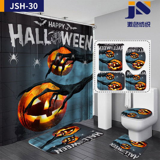 Horrible Halloween Fabric Shower Curtain Sets for Bathroom Decoration-Shower Curtains-A-Shower Curtain+3Pcs Mat-Free Shipping at meselling99