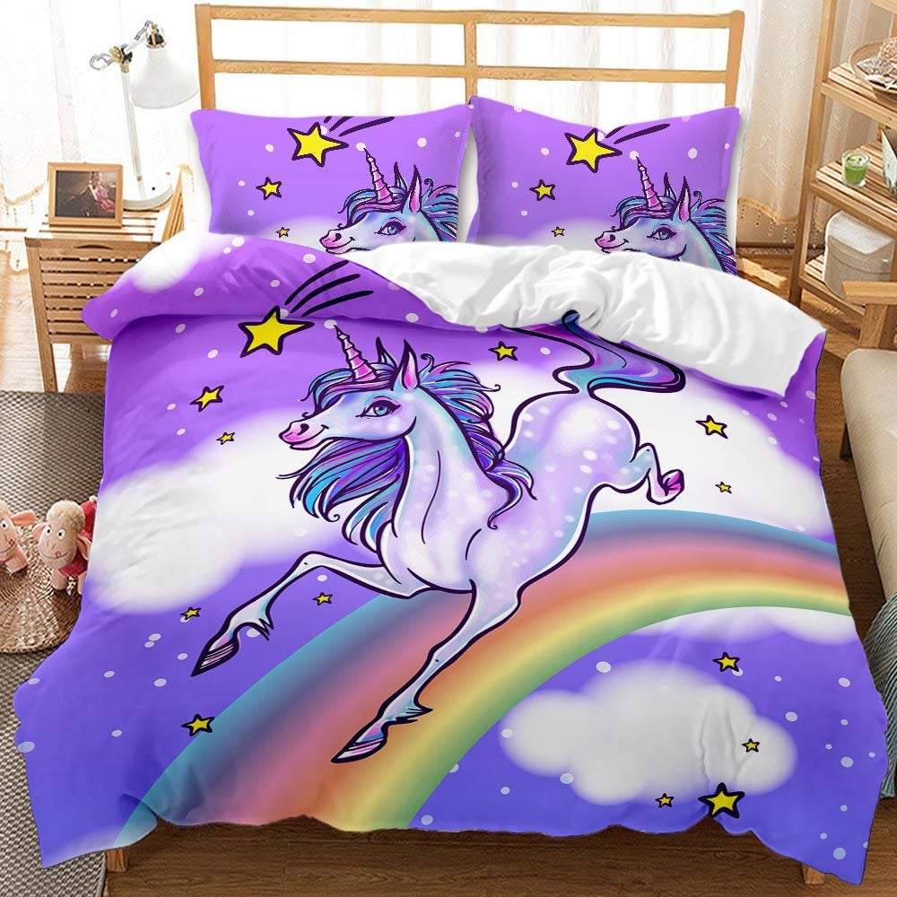 Lovely 3D Unicorn Design Queen King Duvet Cover Bedding Sets-Bedding-AKW-62-AU Single-Free Shipping at meselling99