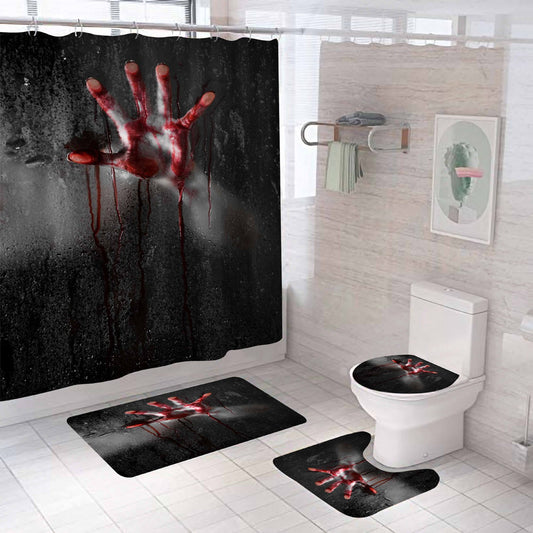 Horriable Hands Halloween Shower Curtain Bathroom Rug Set Bath Mat Non-Slip Toilet Lid Cover-Shower Curtain-Free Shipping at meselling99
