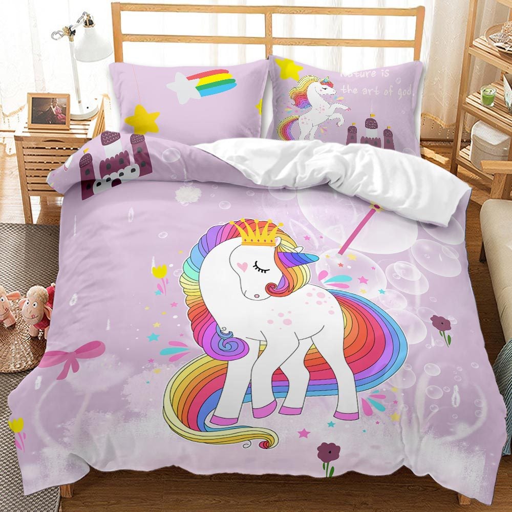Lovely 3D Unicorn Design Queen King Duvet Cover Bedding Sets-Bedding-AKW-69-AU Single-Free Shipping at meselling99