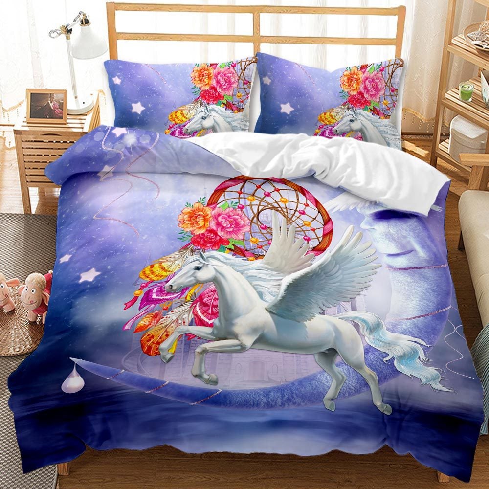 Lovely 3D Unicorn Design Queen King Duvet Cover Bedding Sets-Bedding-AKW-71-AU Single-Free Shipping at meselling99