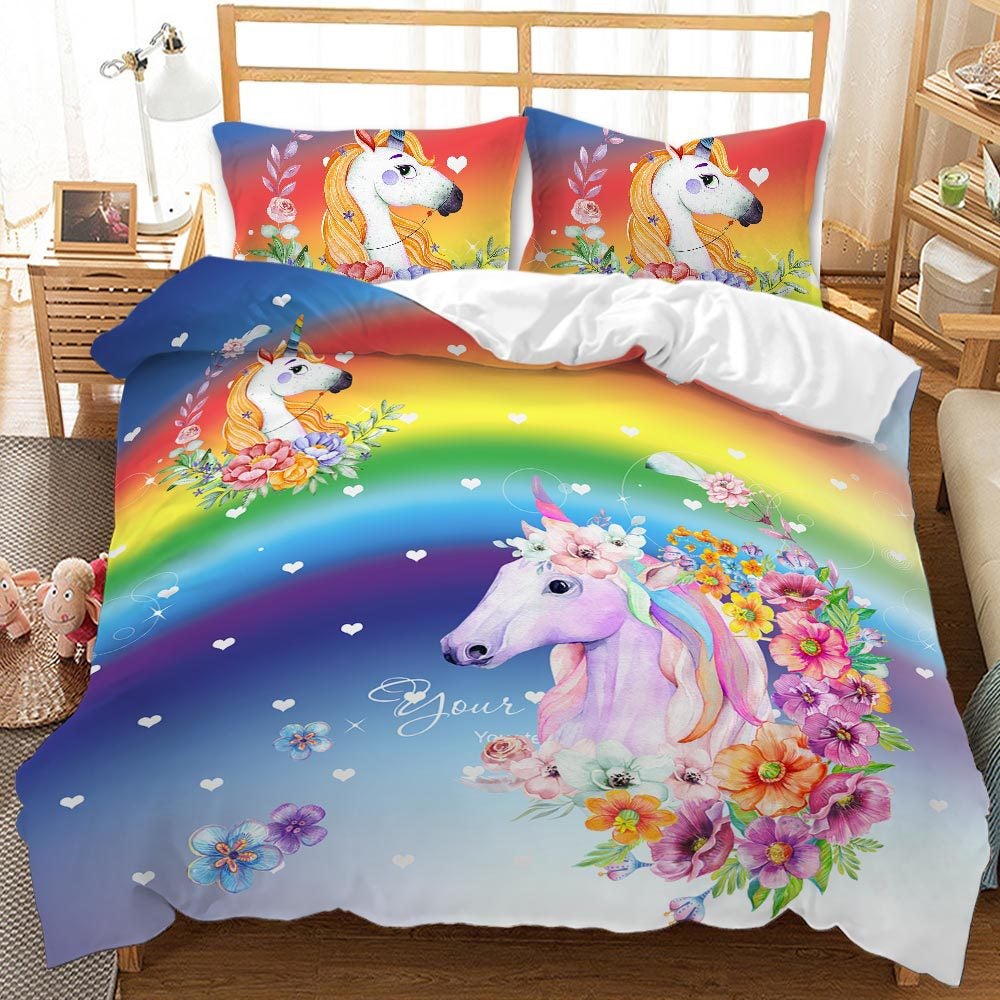 Lovely 3D Unicorn Design Queen King Duvet Cover Bedding Sets-Bedding-AKW-72-AU Single-Free Shipping at meselling99