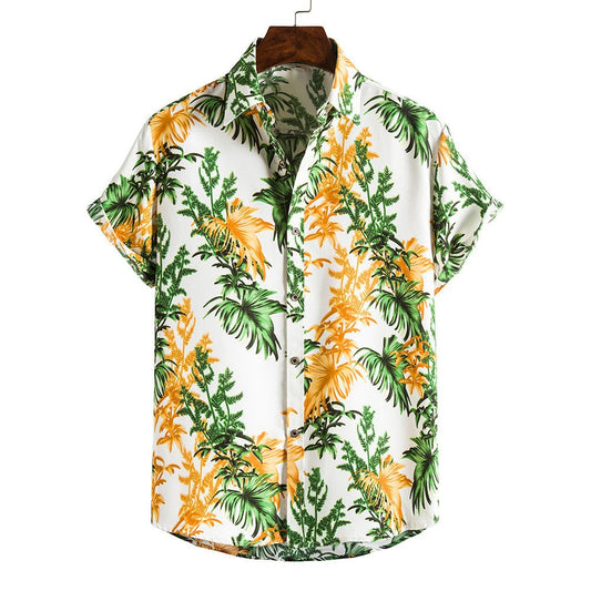 Floral Print Men's Short Sleeves Summer T Shirts-Shirts & Tops-DC60-M-Free Shipping at meselling99