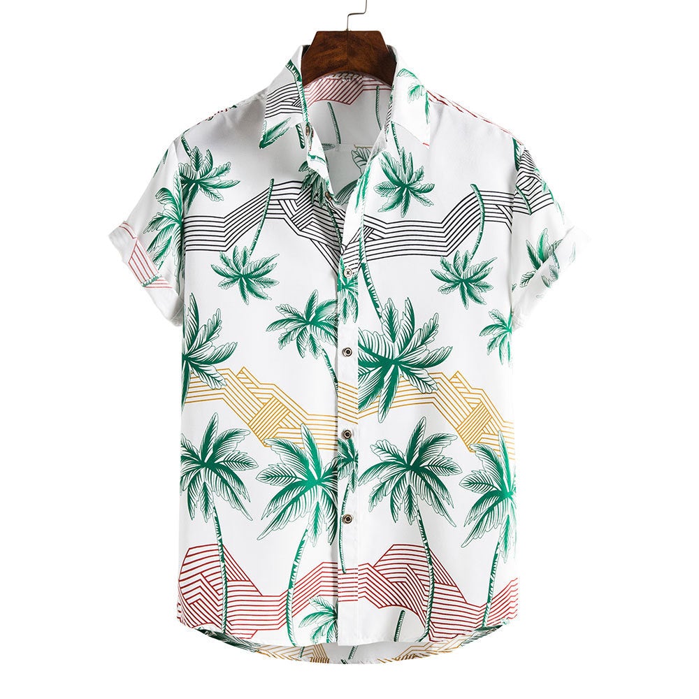 Floral Print Men's Short Sleeves Summer T Shirts-Shirts & Tops-DC63-M-Free Shipping at meselling99