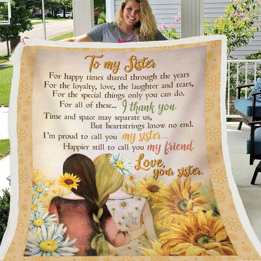 To My Sister Sunflower Cozy Fleece Blanket--Free Shipping at meselling99