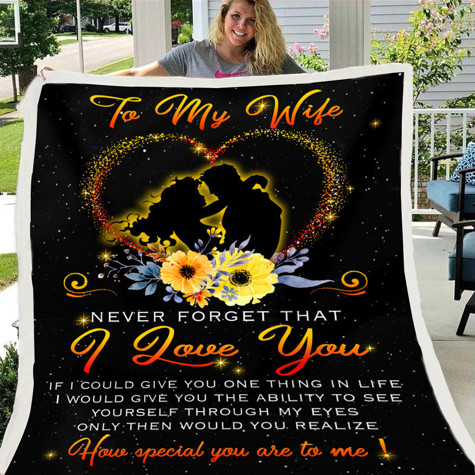 To my Wife Heart Design Black Fleece Soft Blanket-Blankets-Free Shipping at meselling99