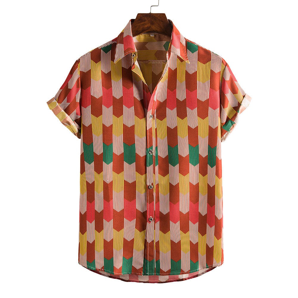 Floral Print Men's Short Sleeves Summer T Shirts-Shirts & Tops-DC66-M-Free Shipping at meselling99