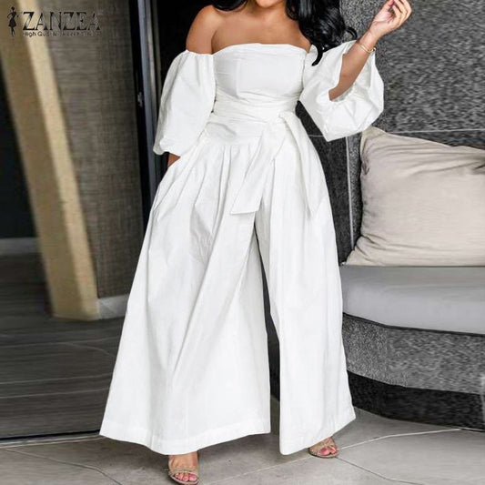 Stylish Summer Overalls Belted Off Shoulder Rompers--Free Shipping at meselling99