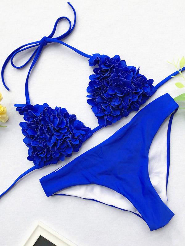 Meselling99 Ribbed Triangle Top With Panty Bikini Set-Bikinis Swimwear-BLUE-S-Free Shipping at meselling99