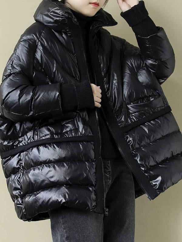 Threaded Sleeves Mid-Length Duck Down Jacket-Outwears-BLACK-FREE SIZE-Free Shipping at meselling99