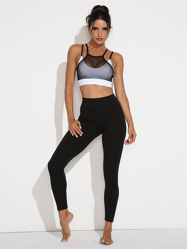 Meselling99 BLACK&WHITE Contrast Color Sports Bra-Sports Bras-Free Shipping at meselling99