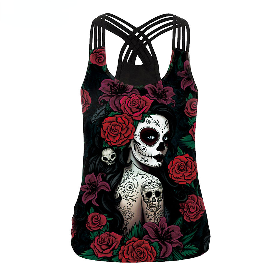 Summer 3d Human Skeleton Print Tank Tops for Women-Shirts & Tops-Free Shipping at meselling99
