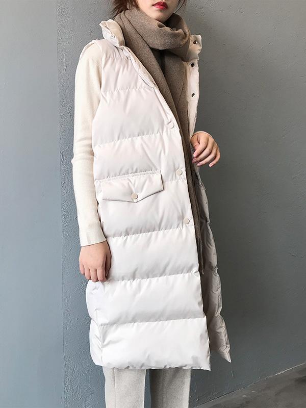 Meselling99 Original Solid Warm Long Vest-Outwears-APRICOT-S-Free Shipping at meselling99