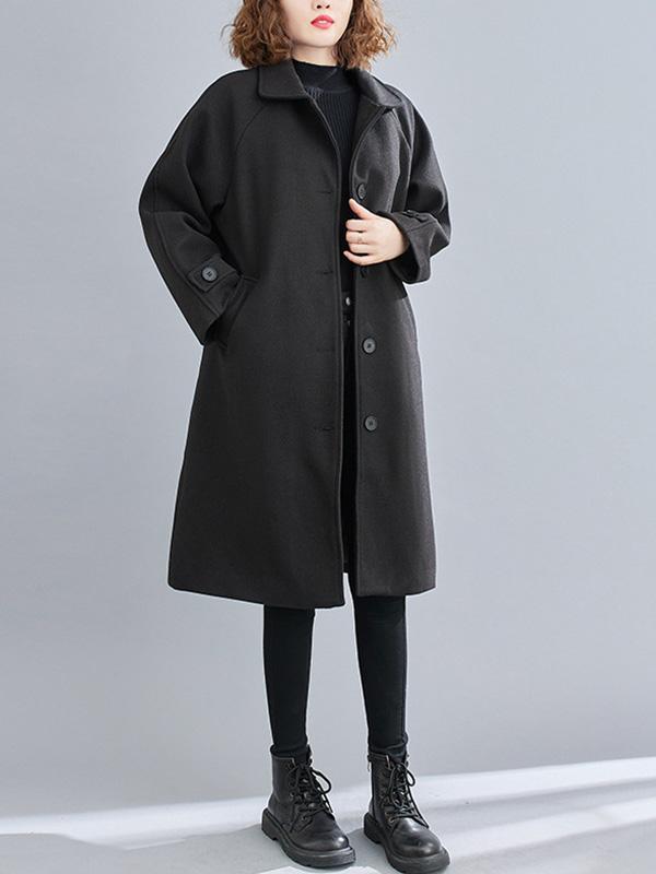 Woollen Solid Color Outerwear&Coat-Outwears-Free Shipping at meselling99