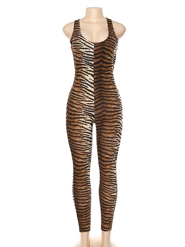 Meselling99 Tiger Vein Printed Backless Jumpsuits-Yoga&Gym Jumpsuits-Free Shipping at meselling99