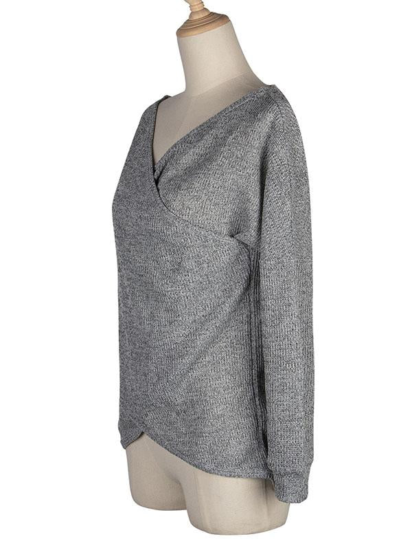 Meselling99 Original Solid V-Neck Knitwear&Sweater-Sweaters-Free Shipping at meselling99