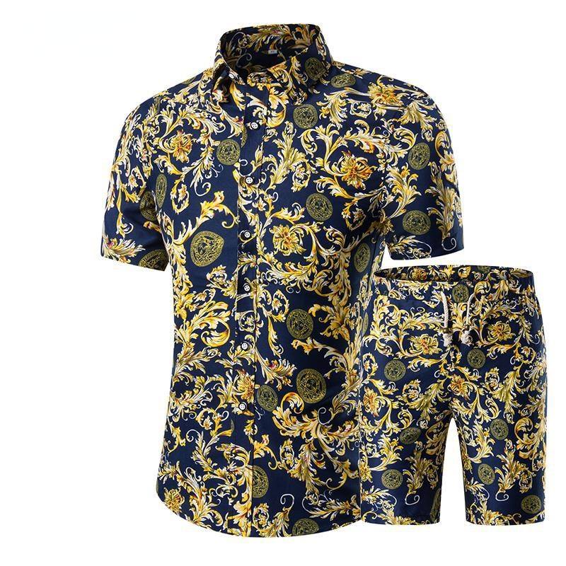 Summer Plus Sizes Short Sleeves T Shirts and Pants Sets for Men-Shirts & Tops-DC08-M-Free Shipping at meselling99