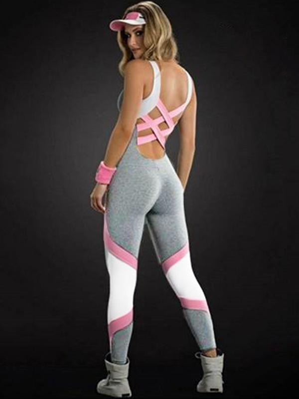 Meselling99 Color Block Cross Strappy Sports Jumpsuits-Yoga&Gym Jumpsuits-Free Shipping at meselling99