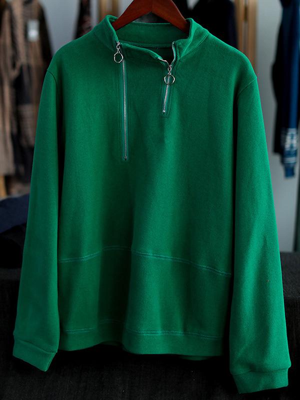 Meselling99 Personality Solid Zipper Round-Neck Sweatshirts-Sweatshirts-Free Shipping at meselling99