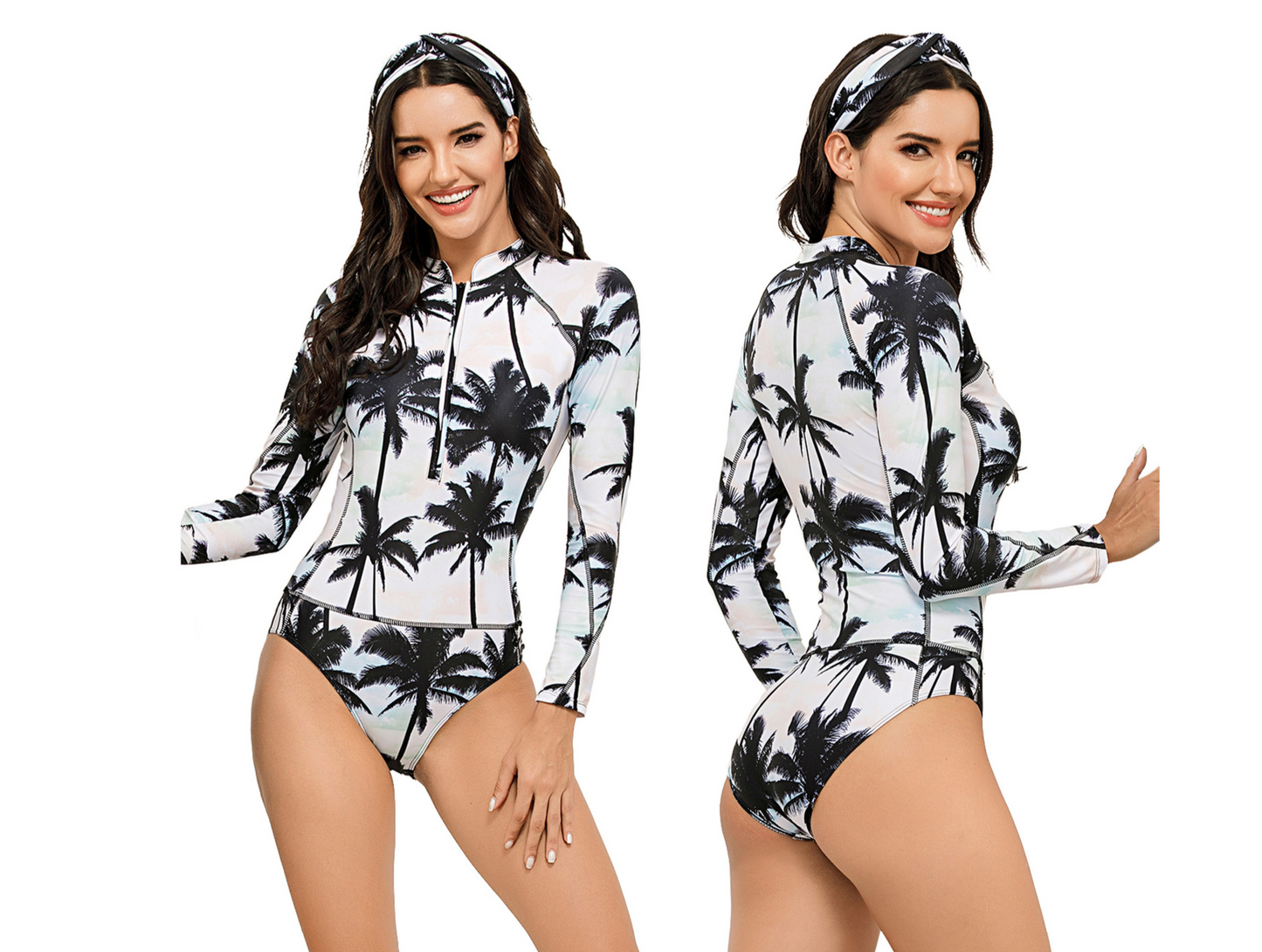 Parent and Child Swimsuit Parent One-piece Surfsuit Diving Suit Long Sleeve Swimwear with Band-Adult with Band-S-Free Shipping at meselling99