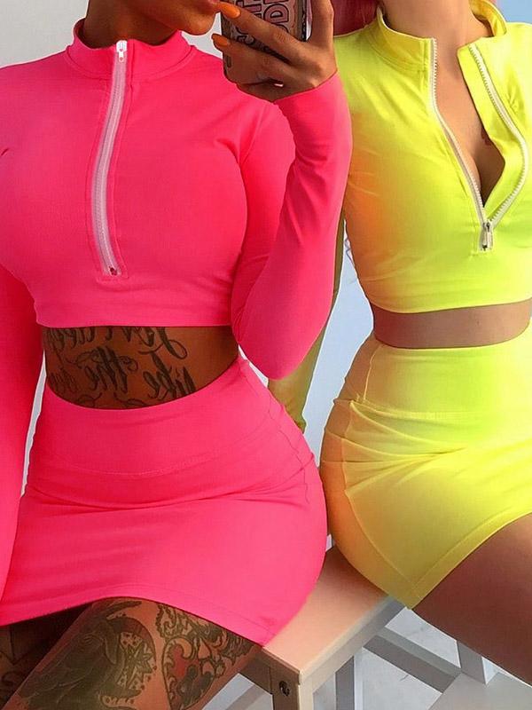 Meselling99 Sexy Long Sleeves Tee And Skirt Suits-Yoga&Gym Suits-Free Shipping at meselling99