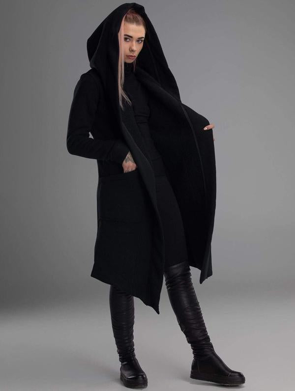 Meselling99 Thickened Black Hooded Coat-Outwears-BLACK-S-Free Shipping at meselling99