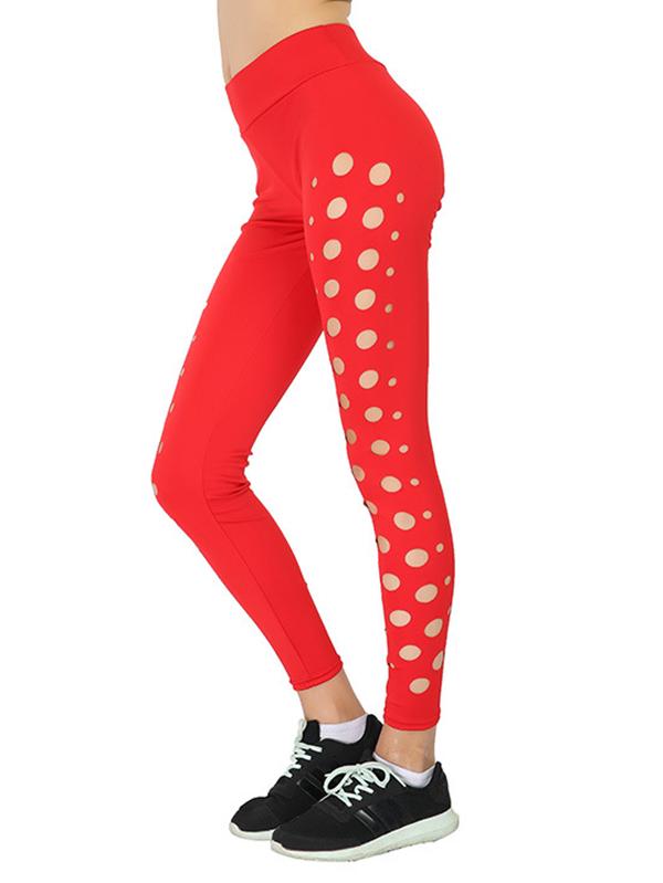 Meselling99 Perforated Wide Waistband Yoga Leggings-Leggings-RED-S-Free Shipping at meselling99