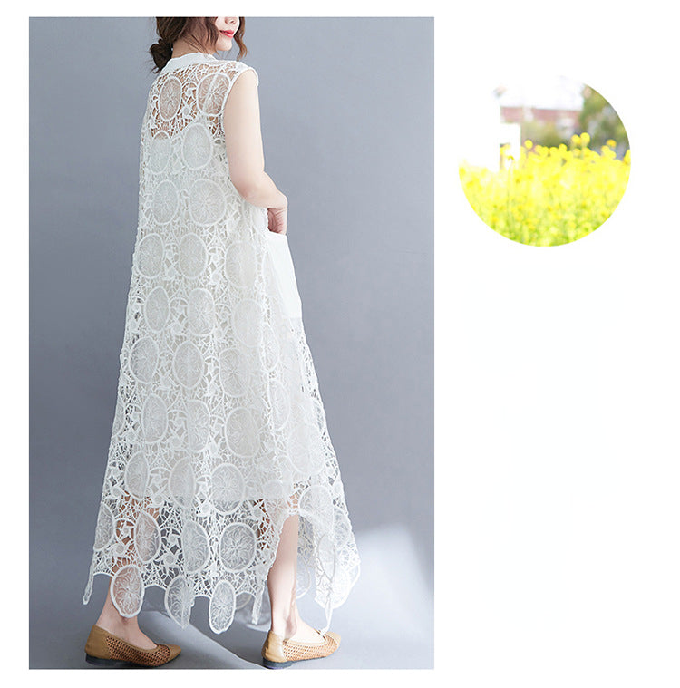 Vintage Lace Embroidery Sleeveless Two Pieces Dresses-Dresses-Free Shipping at meselling99