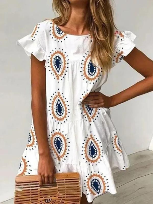 Hot Selling Falbala Short Sleeve Mini/Short Dress-Mini Dresses-Free Shipping at meselling99