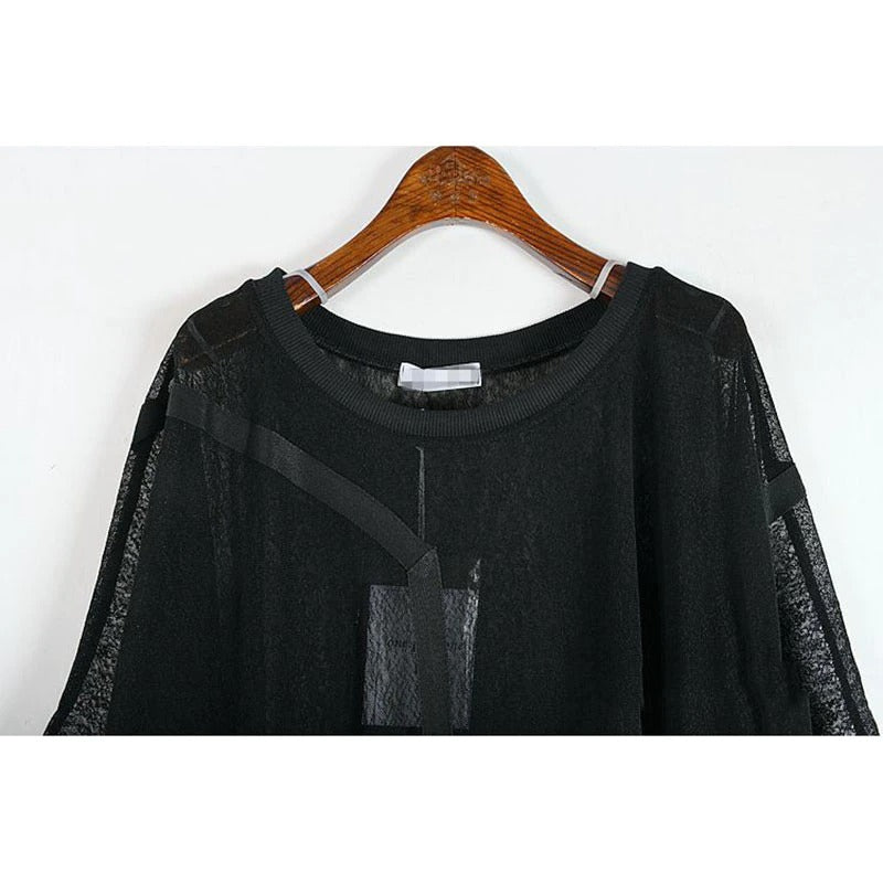 Women Black Irregular Pullover Goddess Fan Casual Style T Shirt-The same as picture-Free Size-Free Shipping at meselling99