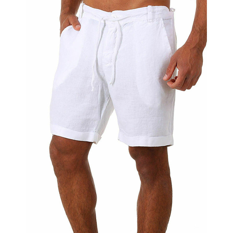 Simple Design Linen Summer Men's Shorts-Shorts-White-S-Free Shipping at meselling99