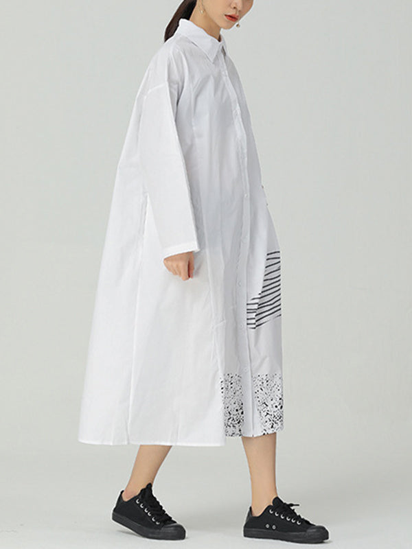Women Printed Long Sleeve Irregular Dress-Maxi Dresses-Free Shipping at meselling99