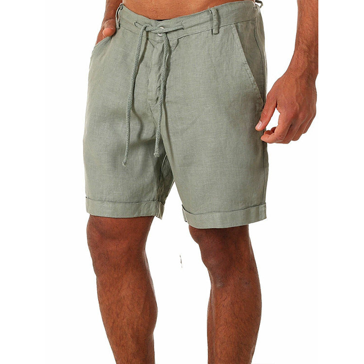 Simple Design Linen Summer Men's Shorts-Shorts-Army Green-S-Free Shipping at meselling99