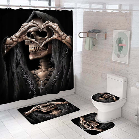 Halloween 3D Print Witch Shower Curtain Bathroom Rug Set Bath Mat Non-Slip Toilet Lid Cover-Shower Curtain-Free Shipping at meselling99