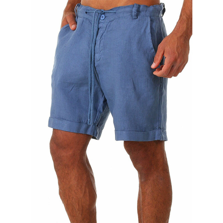 Simple Design Linen Summer Men's Shorts-Shorts-Blue-S-Free Shipping at meselling99