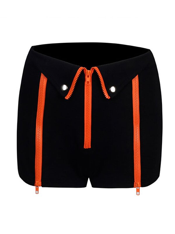 Color-Block Zipper High-Waisted Elasticity Yoga Skinny Shorts--Free Shipping at meselling99