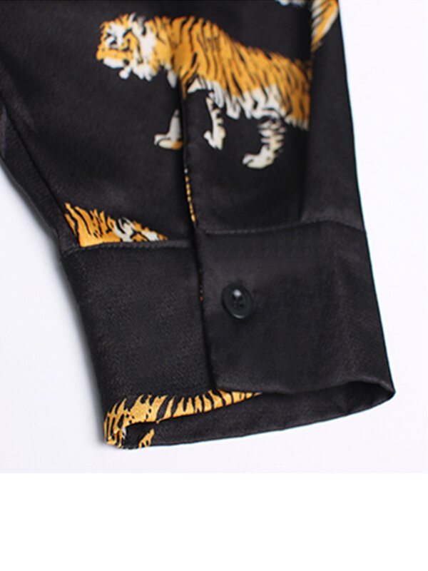 Black Long Sleeves Tiger Pringted Blouse-SAME AS PICTURE-FREE SIZE-Free Shipping at meselling99