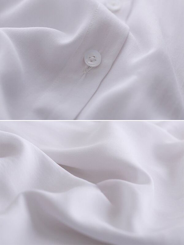 White/White Solid Lapel Long Sleeves Long Shirt Dress-Maxi Dresses-Free Shipping at meselling99