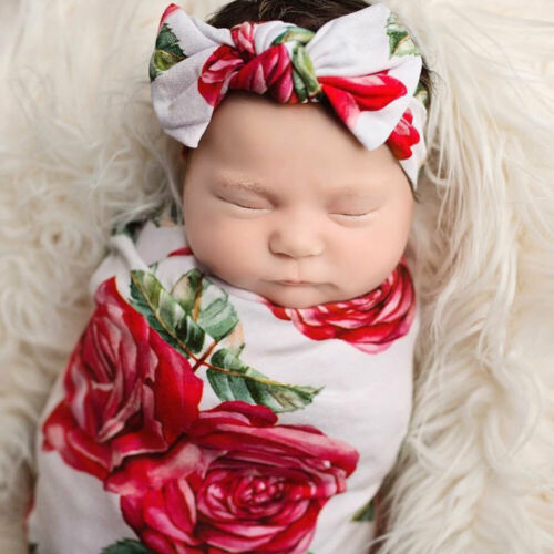 2pcs Newborn Baby Floral Swaddle Sleeping Bag Blanket Headband Set--Free Shipping at meselling99