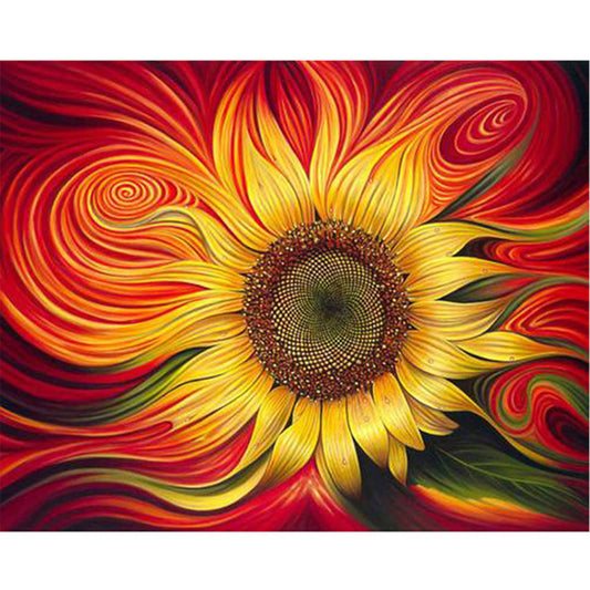 Frameless Sunflower Oil Painting Paint By Number Canvas Artwork--Free Shipping at meselling99