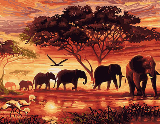 HUACAN Paint By Numbers Elephant Kits Drawing Canvas HandPainted Animal Picture DIY Art Home Decoration Gift-SZHC1-2049-50x40cm No Frame-Free Shipping at meselling99