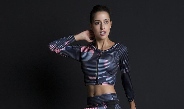 Meselling99 Women Yoga Set Slim Breathable Fitness Outdoor Gym Run Tracksuit-Sport Jersey-M-Free Shipping at meselling99